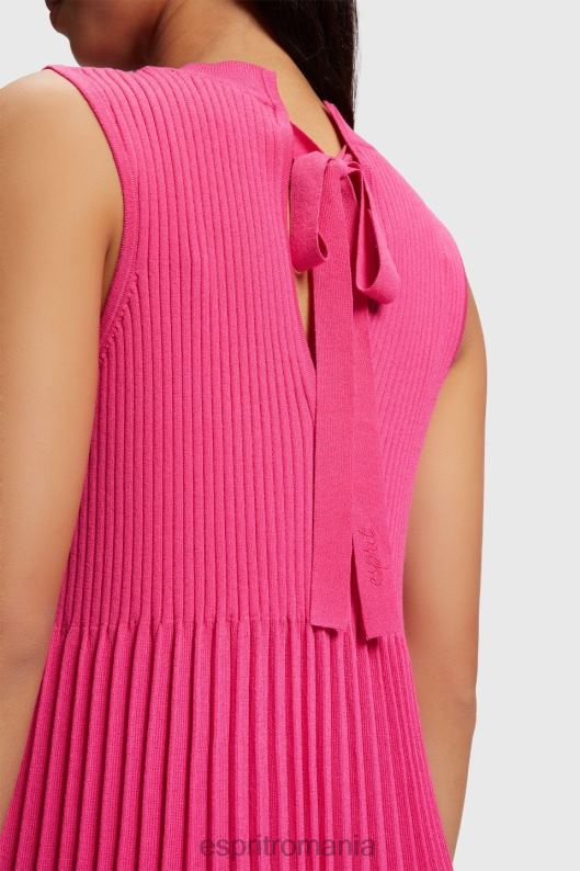 Esprit rochie pliată și evazată femei fucsia roz 2T6N8385 rochii