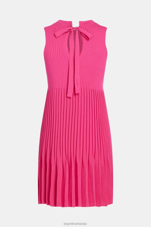 Esprit rochie pliată și evazată femei fucsia roz 2T6N8385 rochii
