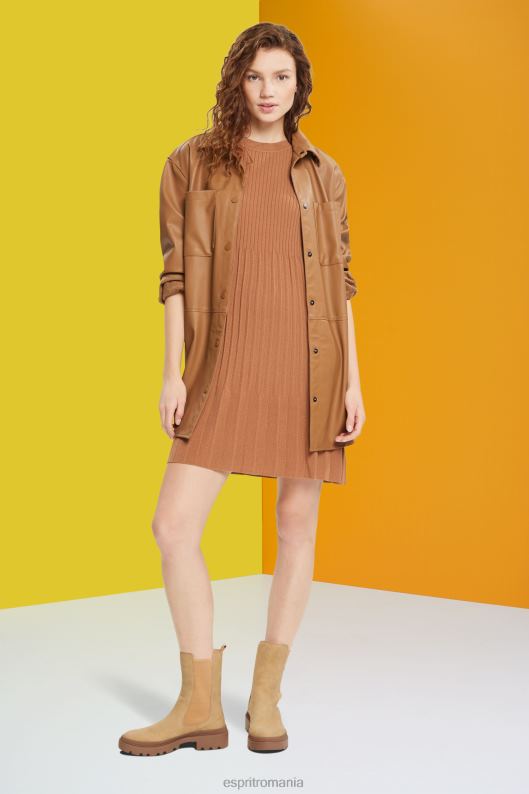 Esprit rochie pliată și evazată femei maro 2T6N8382 rochii