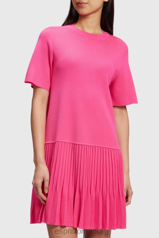 Esprit rochie plisată peplum femei fucsia roz 2T6N8380 rochii