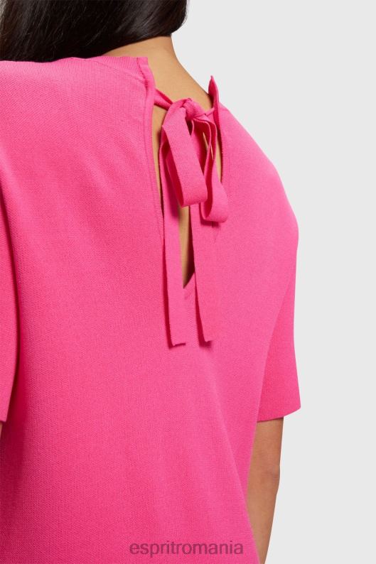 Esprit rochie plisată peplum femei fucsia roz 2T6N8380 rochii