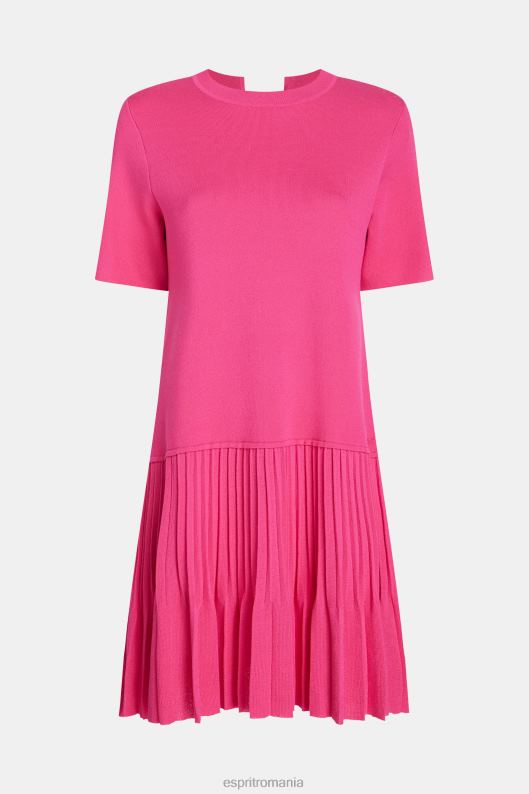 Esprit rochie plisată peplum femei fucsia roz 2T6N8380 rochii