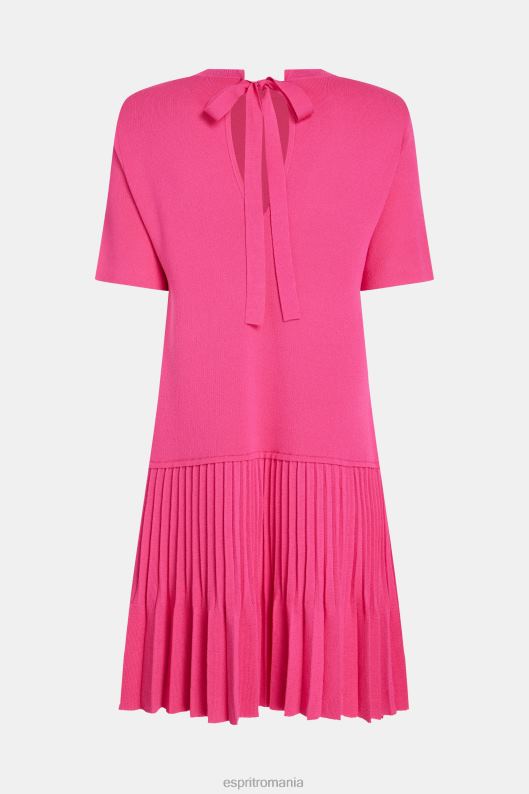Esprit rochie plisată peplum femei fucsia roz 2T6N8380 rochii