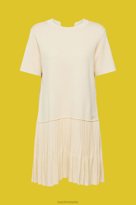 Esprit rochie plisată peplum femei nisip 2T6N8489 rochii