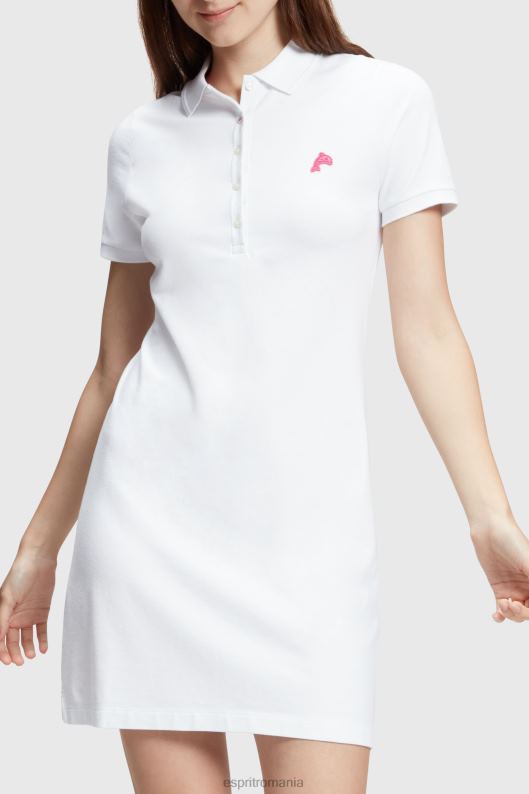 Esprit rochie polo clasică dolphin tennis club femei alb 2T6N8505 rochii