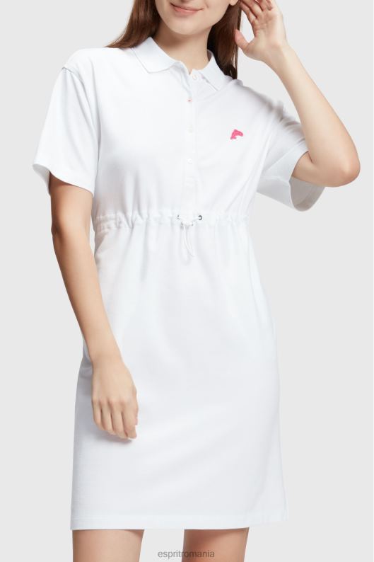 Esprit rochie polo cu pliseare dolphin tennis club femei alb 2T6N8502 rochii
