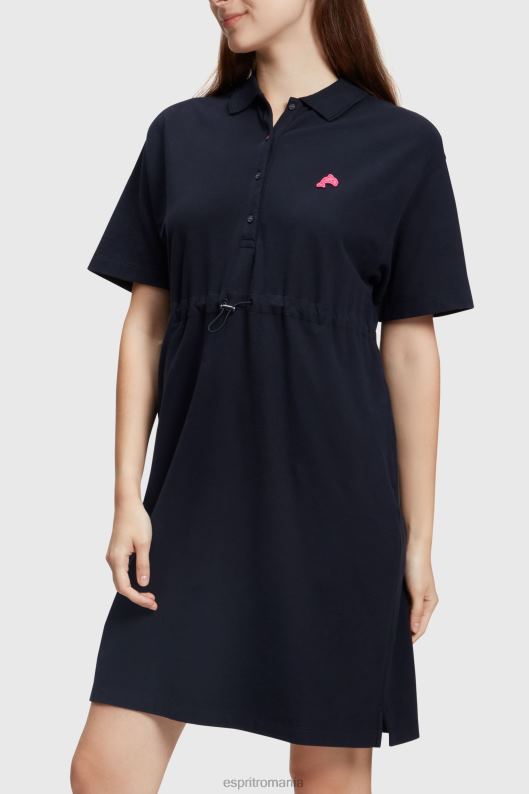 Esprit rochie polo cu pliseare dolphin tennis club femei negru 2T6N8501 rochii