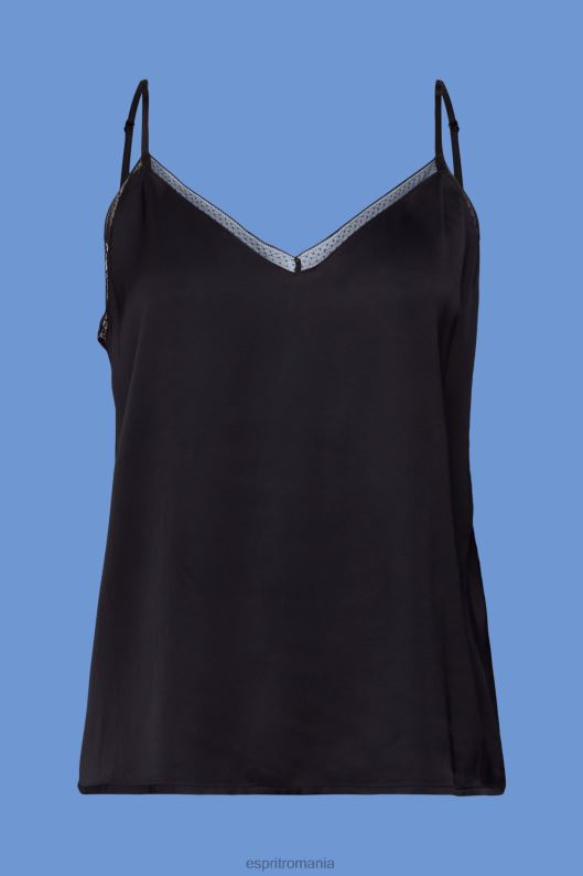Esprit camisol din satin cu bordură din dantelă, lentilă ecovero femei negru 2T6N8136 top