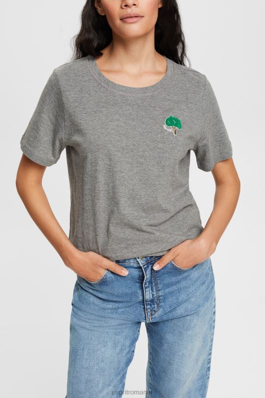 Esprit tricou brodat femei gri mediu 2T6N8528 tricouri