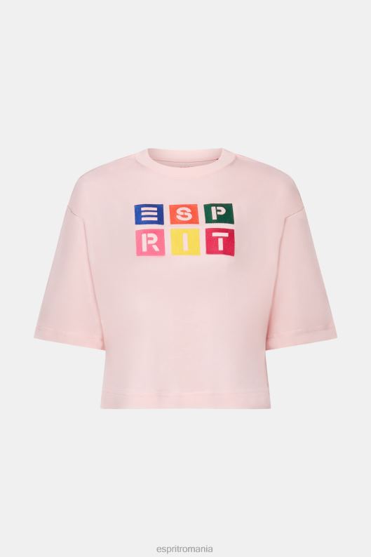 Esprit tricou cu logo brodat, 100% bumbac femei roz pastel 2T6N816 tricouri