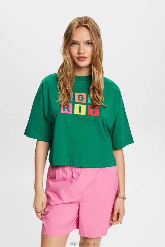 Esprit tricou cu logo brodat, 100% bumbac femei verde inchis 2T6N815 tricouri