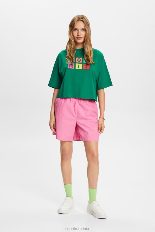 Esprit tricou cu logo brodat, 100% bumbac femei verde inchis 2T6N815 tricouri