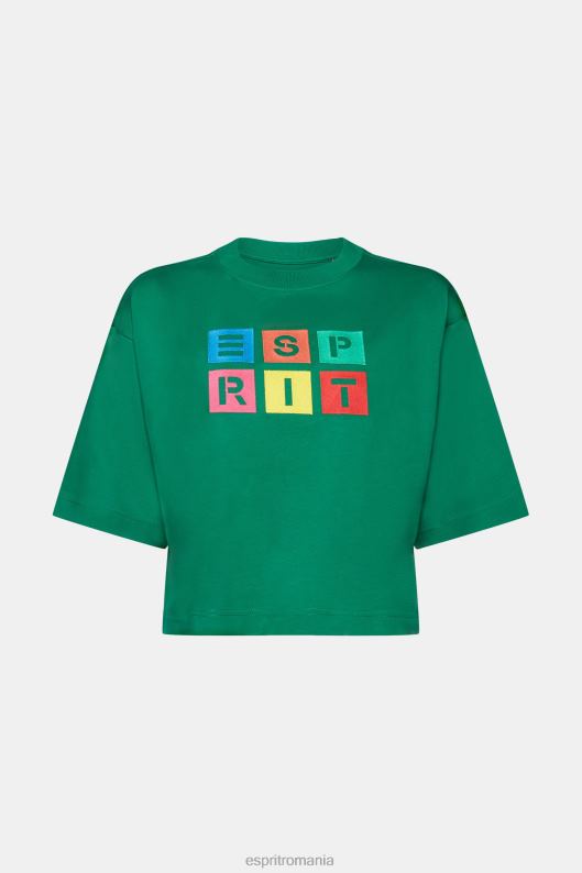 Esprit tricou cu logo brodat, 100% bumbac femei verde inchis 2T6N815 tricouri