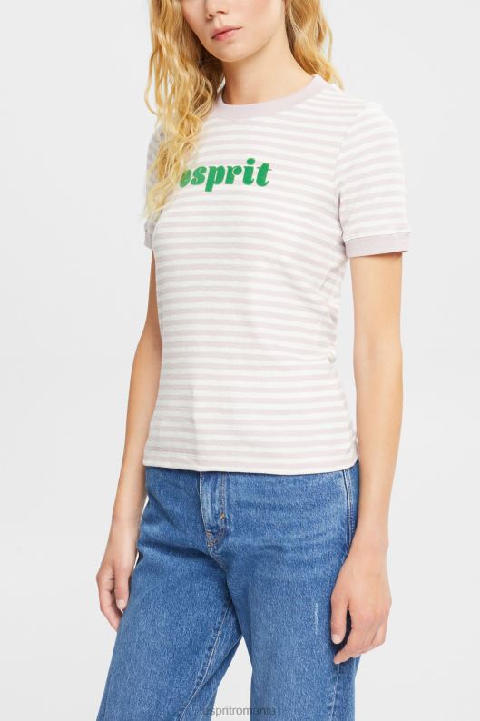 Esprit tricou cu logo în dungi femei lavandă 2T6N8538 tricouri