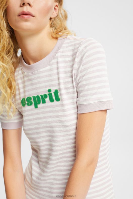 Esprit tricou cu logo în dungi femei lavandă 2T6N8538 tricouri