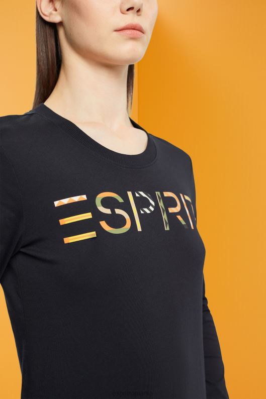 Esprit tricou cu maneca lunga cu logo femei negru 2T6N8460 tricouri