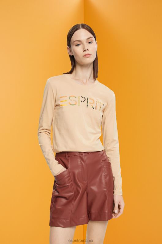 Esprit tricou cu maneca lunga cu logo femei nisip 2T6N8461 tricouri