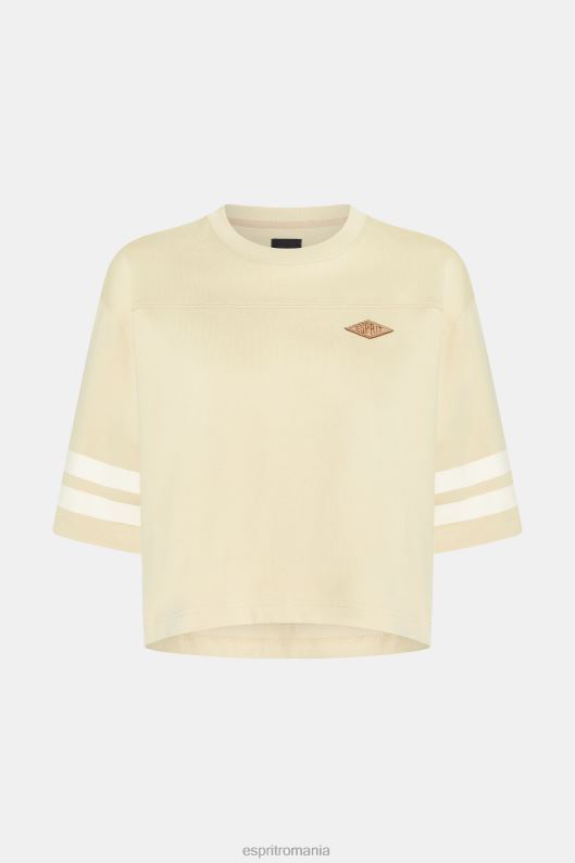 Esprit tricou de rugby decupat cu logoul universității femei bej deschis 2T6N8412 tricouri