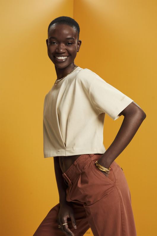 Esprit tricou decupat cu decolteu femei bej 2T6N8195 tricouri