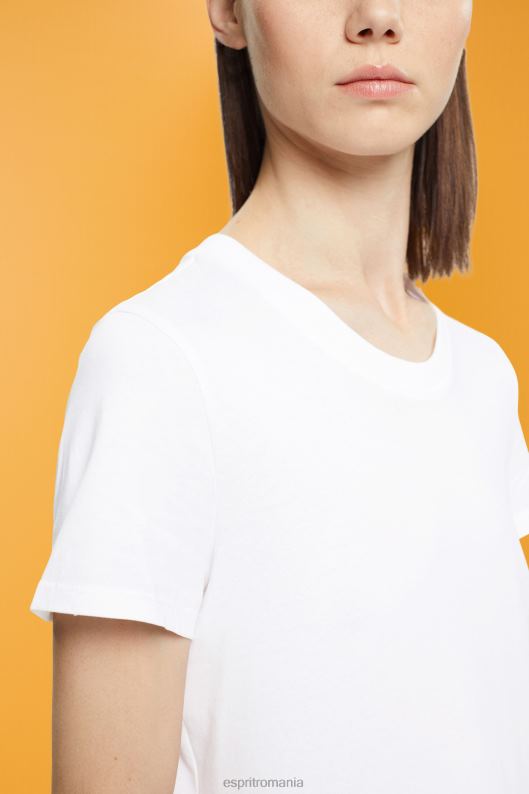 Esprit tricou din bumbac cu decolteu femei alb 2T6N8456 tricouri