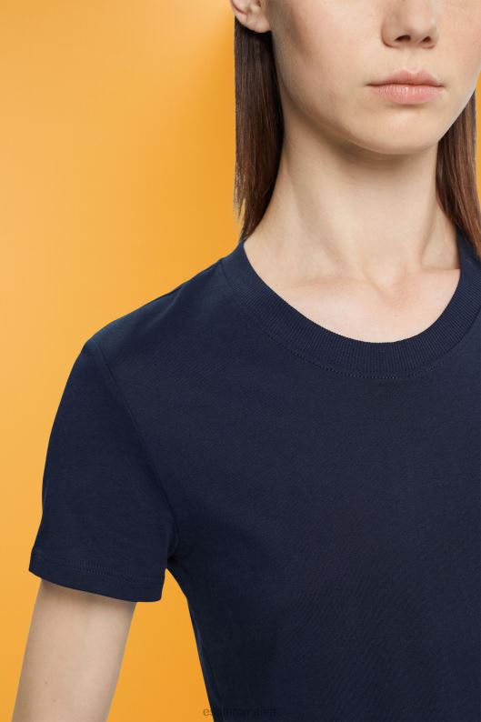 Esprit tricou din bumbac cu decolteu femei marina 2T6N8459 tricouri
