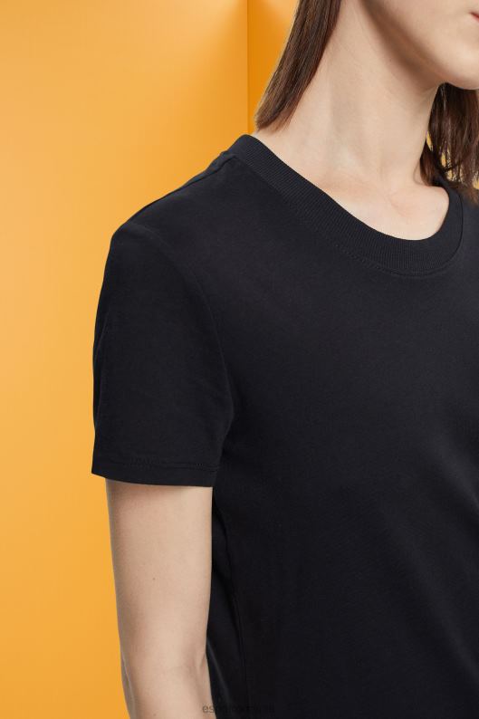 Esprit tricou din bumbac cu decolteu femei negru 2T6N8454 tricouri