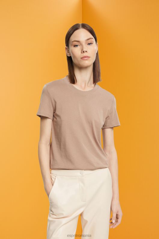 Esprit tricou din bumbac cu decolteu femei taupe 2T6N8457 tricouri