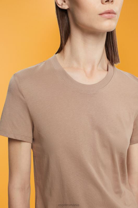 Esprit tricou din bumbac cu decolteu femei taupe 2T6N8457 tricouri