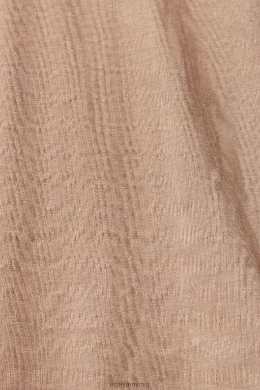 Esprit tricou din bumbac cu decolteu femei taupe 2T6N8457 tricouri