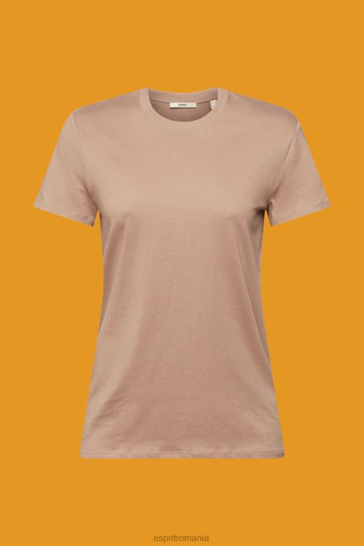 Esprit tricou din bumbac cu decolteu femei taupe 2T6N8457 tricouri