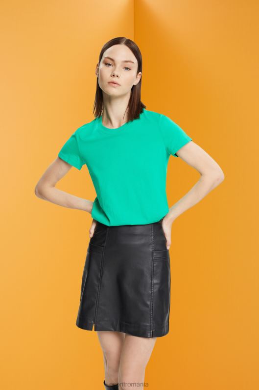 Esprit tricou din bumbac cu decolteu femei verde deschis 2T6N8458 tricouri