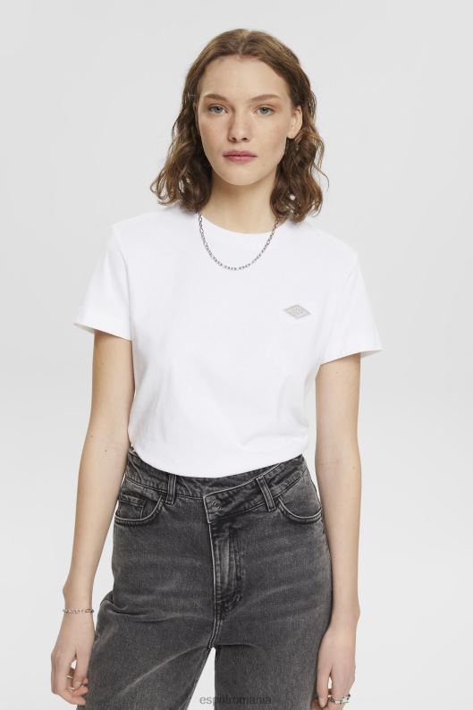 Esprit tricou din bumbac cu logo brodat femei alb 2T6N8147 tricouri