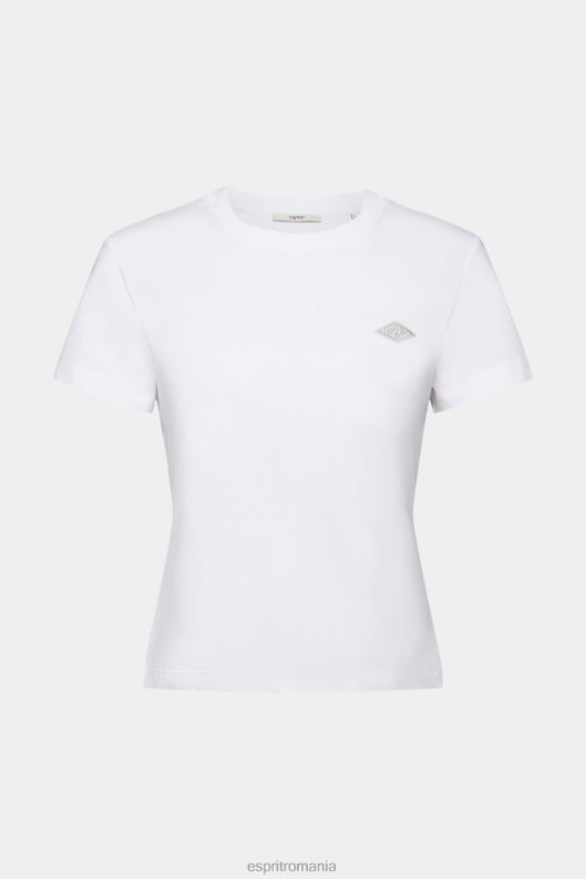 Esprit tricou din bumbac cu logo brodat femei alb 2T6N8147 tricouri
