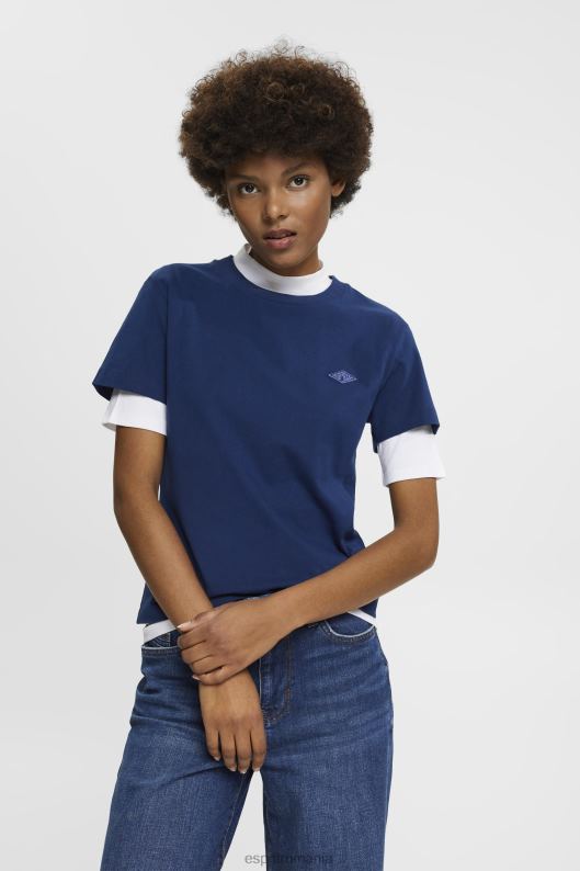 Esprit tricou din bumbac cu logo brodat femei cerneală 2T6N8150 tricouri
