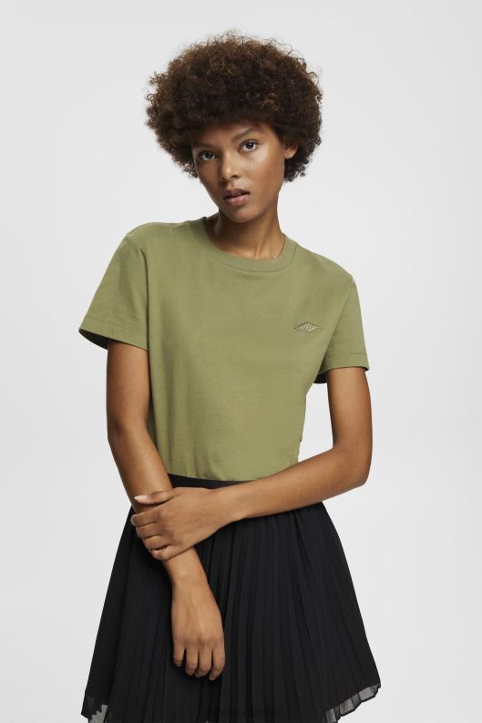 Esprit tricou din bumbac cu logo brodat femei măsline 2T6N8149 tricouri