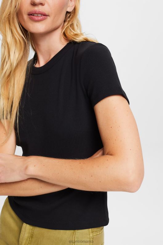 Esprit tricou din jerseu cu nervuri femei negru 2T6N81 tricouri