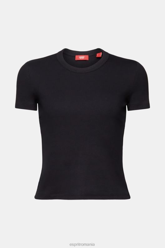 Esprit tricou din jerseu cu nervuri femei negru 2T6N81 tricouri