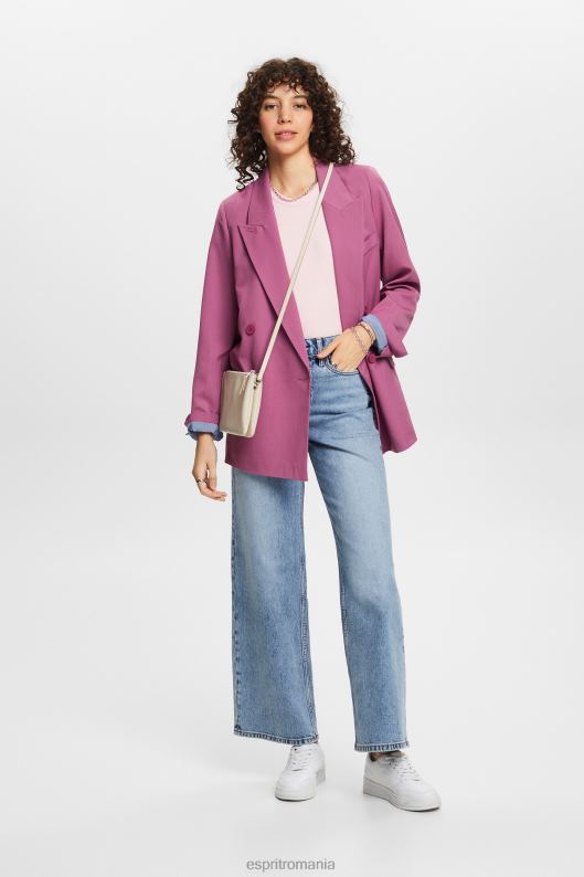 Esprit tricou din jerseu cu nervuri femei roz pastel 2T6N82 tricouri