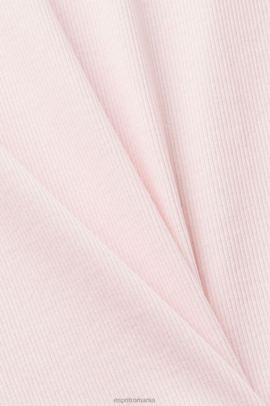 Esprit tricou din jerseu cu nervuri femei roz pastel 2T6N82 tricouri