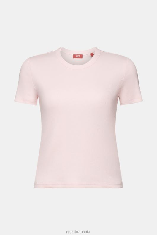 Esprit tricou din jerseu cu nervuri femei roz pastel 2T6N82 tricouri